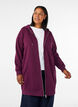 Sweat &agrave; capuche long avec zip et poches, Violet, Model image number 0
