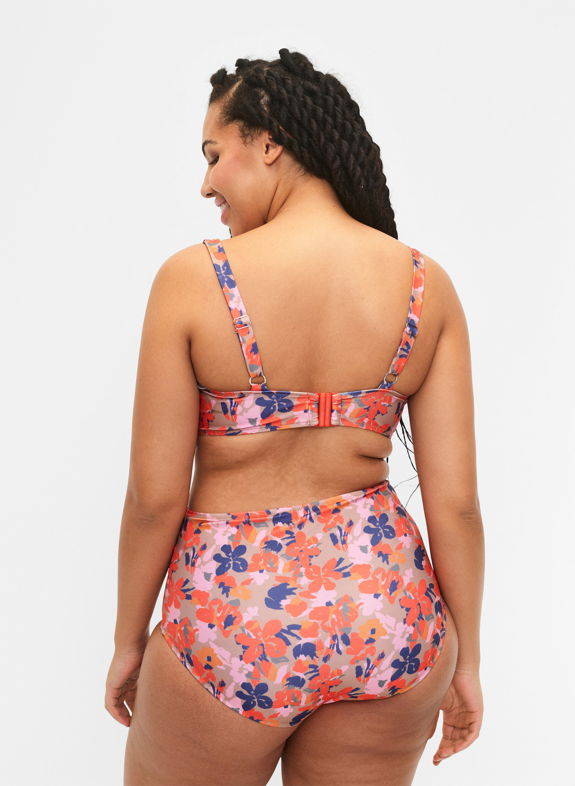 Zizzi Bas de bikini taille extra haute avec imprim&eacute;, Jaune moutarde, Model image number 1