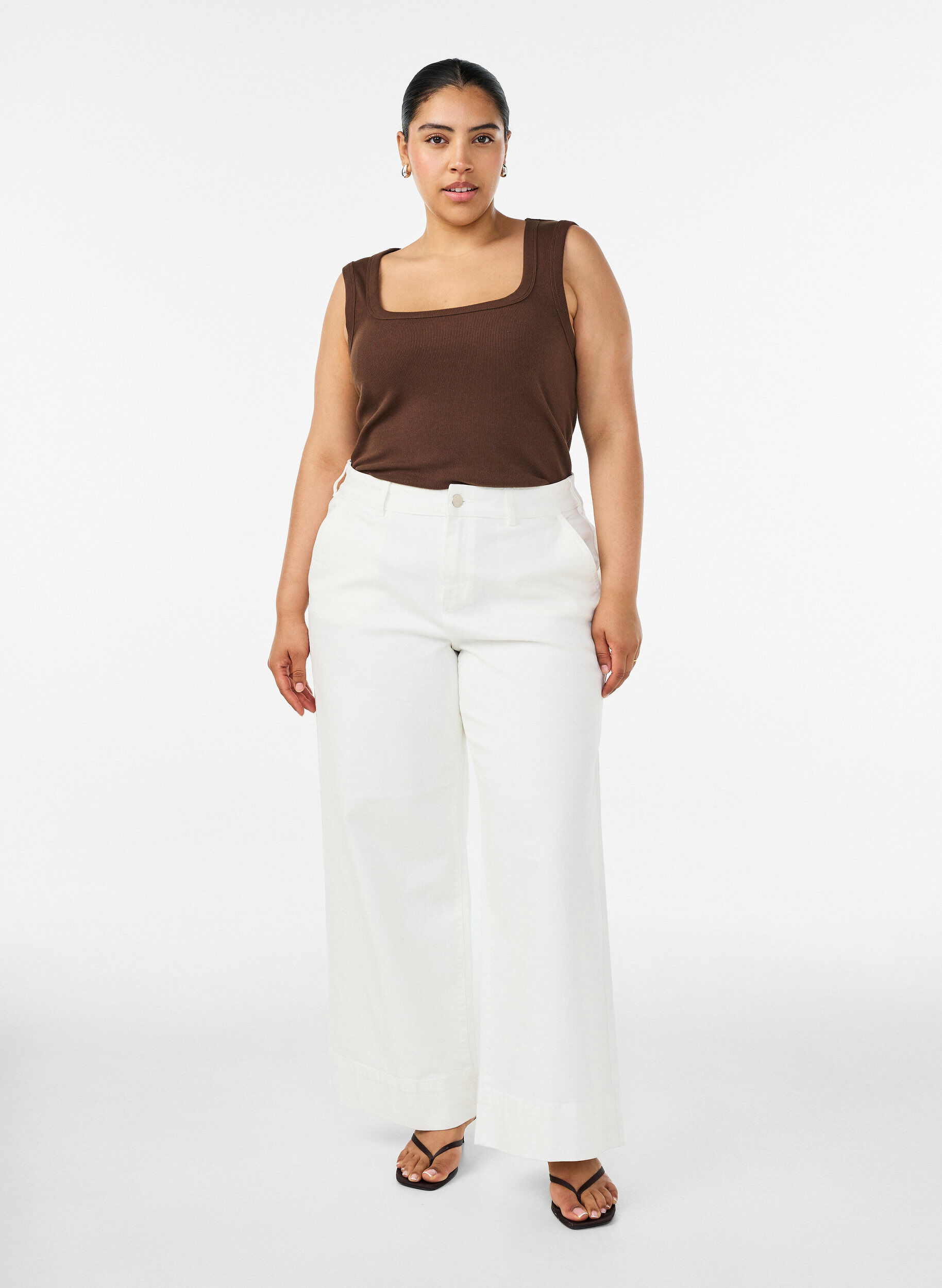 ZizziJean Myra taille haute coupe ample, Blanc, Model image number 0