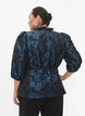 Blouse cache-cœur en jacquard à manches 3/4, Black Blue, Model image number 1