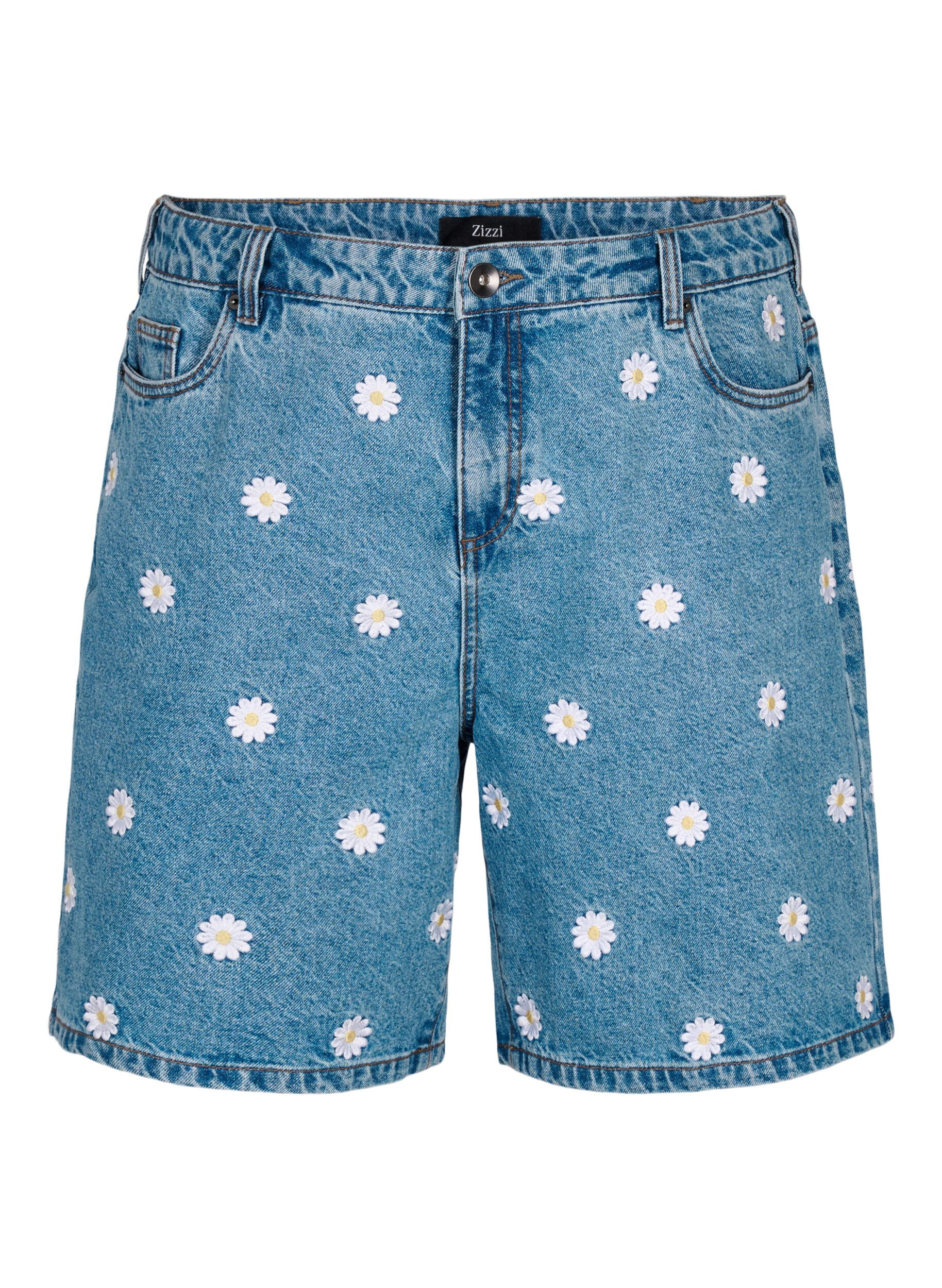 Zizzi Short Mille &agrave; taille haute avec fleurs brod&eacute;es, L.B. Flower, Packshot image number 0