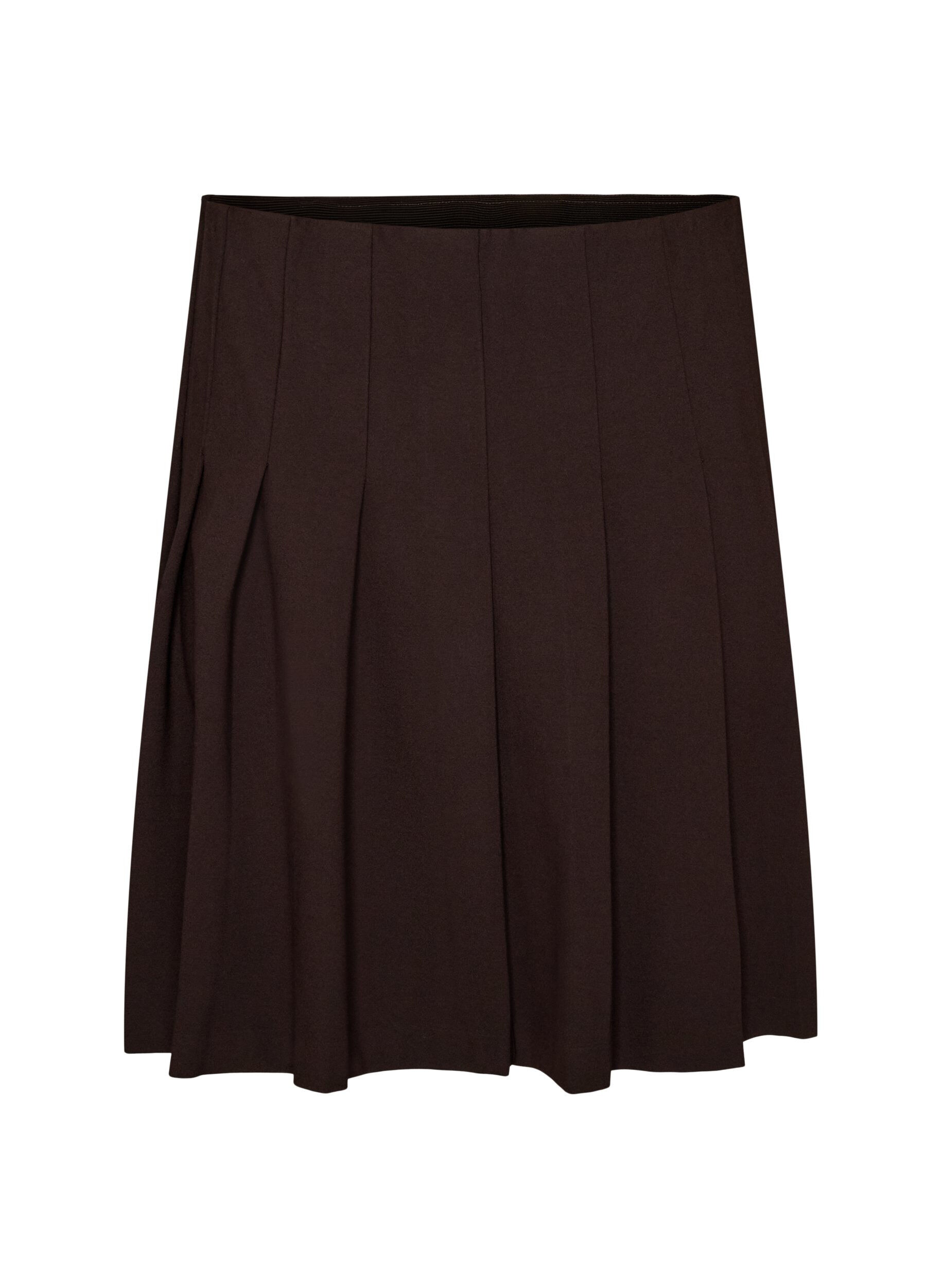 ZizziJupe courte pliss&eacute;e &agrave; taille &eacute;lastique, Marron, Packshot image number 0
