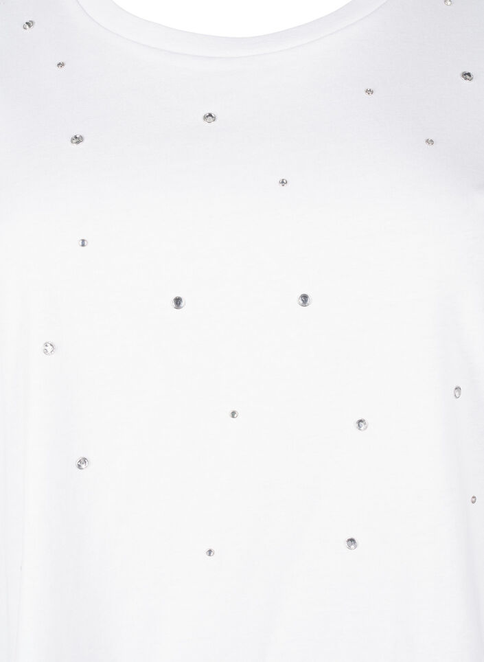 T-shirt en coton avec strass, Bright White, Packshot image number 2