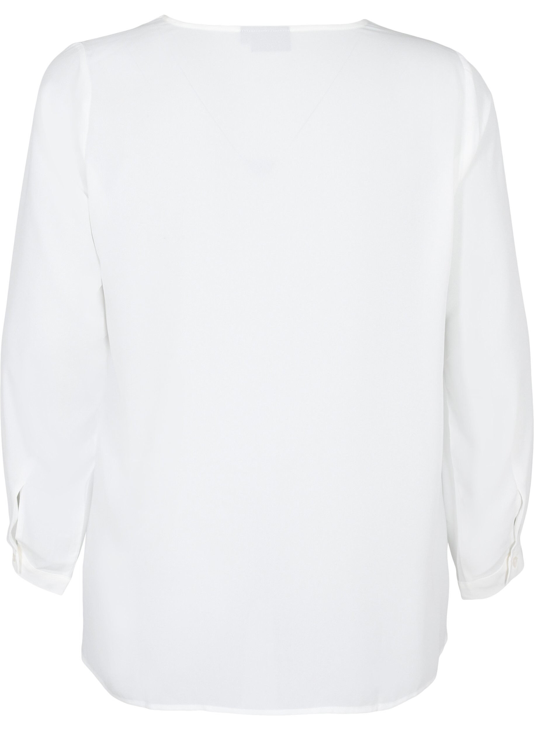 Zizzi Chemise de couleur unie avec col en V, Bright White, Packshot image number 1