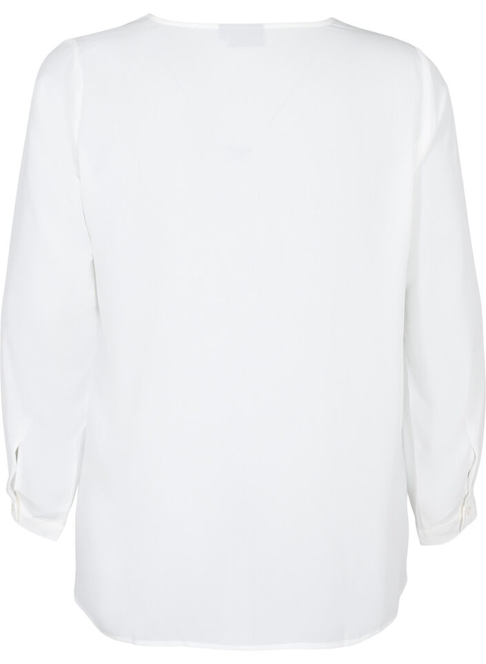 Chemise de couleur unie avec col en V, Bright White, Packshot image number 1