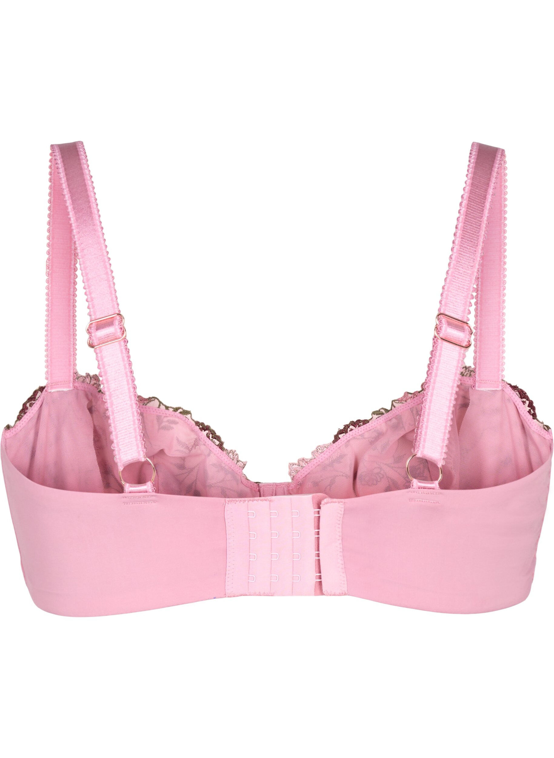 Zizzi Soutien-gorge balconnet avec des fleurs brod&eacute;es, Rose, Packshot image number 1