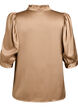 Blouse satin&eacute;e avec manches courtes et col &agrave; volants, Marron, Packshot image number 1