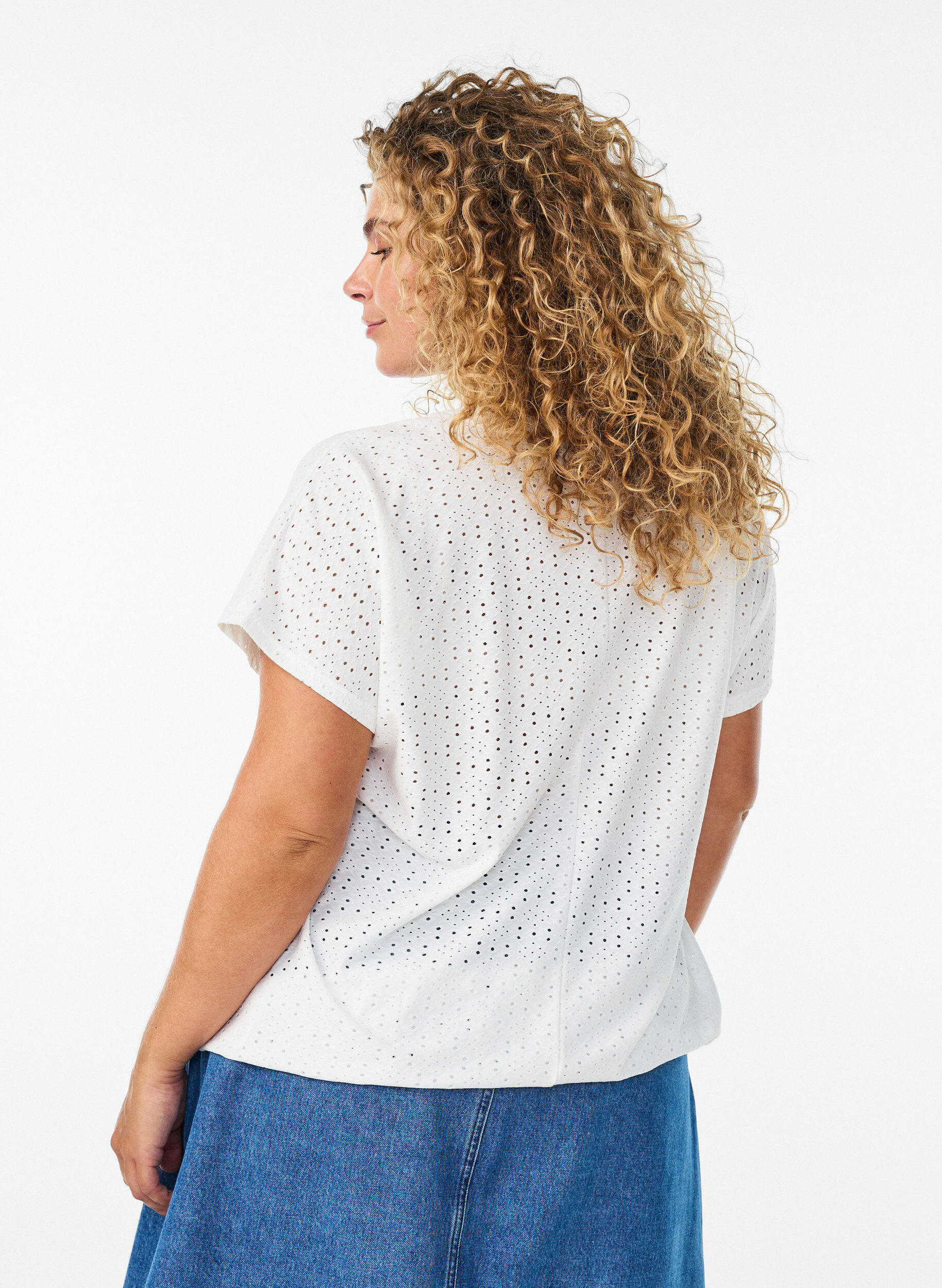 ZizziBlouse avec broderie ajour&eacute;e et effet ballon, Blanc, Model image number 2