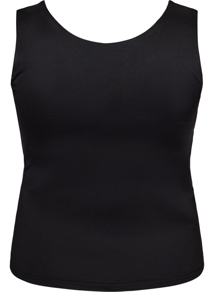 Top Basic ajust&eacute; en tissu lisse, Noir, Packshot image number 1