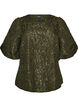 Blouse en jacquard avec des manches bouffantes et une coupe &eacute;vas&eacute;e, Vert fonc&eacute;, Packshot image number 0