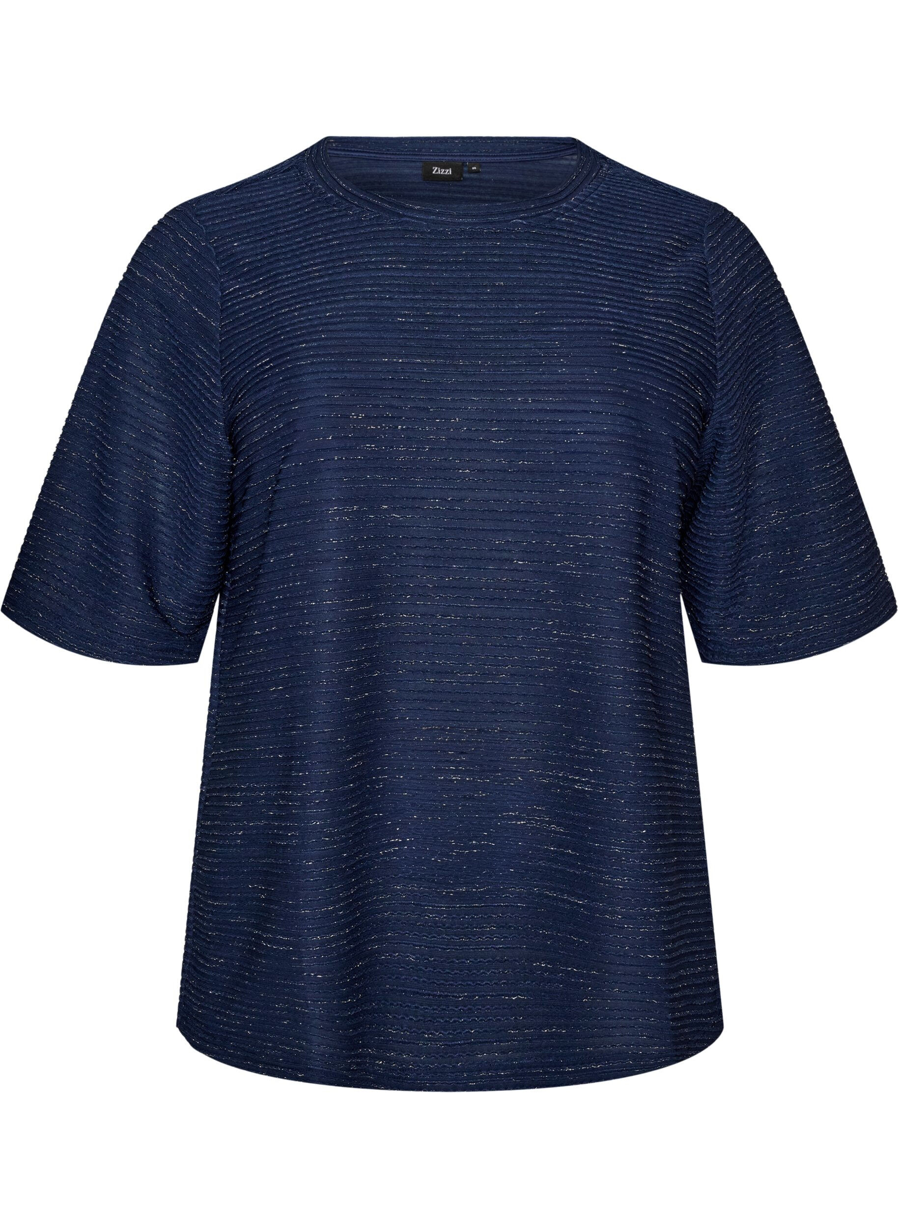 ZizziBlouse textur&eacute;e avec paillettes, Bleu, Packshot image number 0