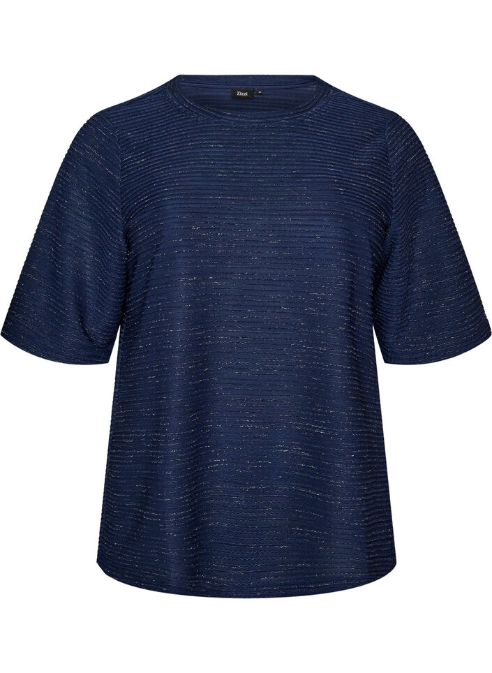 Blouse textur&eacute;e avec paillettes, Bleu, Packshot image number 0