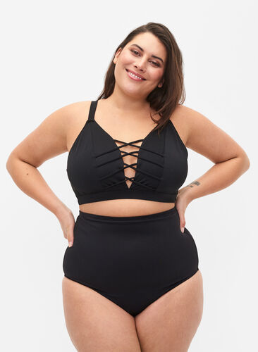 Bas de bikini avec taille extra haute, Black, Model image number 0