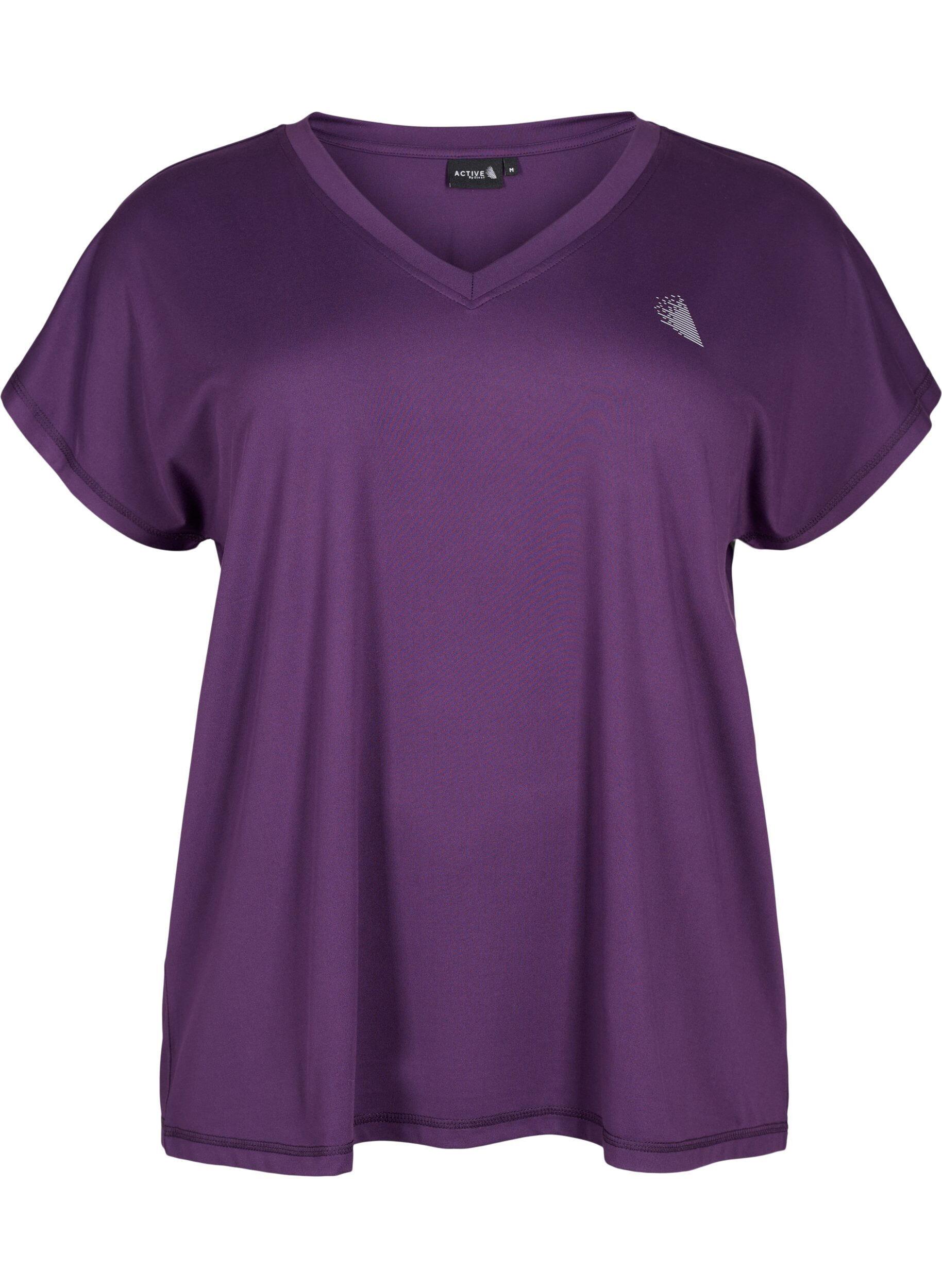 Zizzi T-shirt de sport ample avec col en V, Purple Pennant, Packshot image number 0