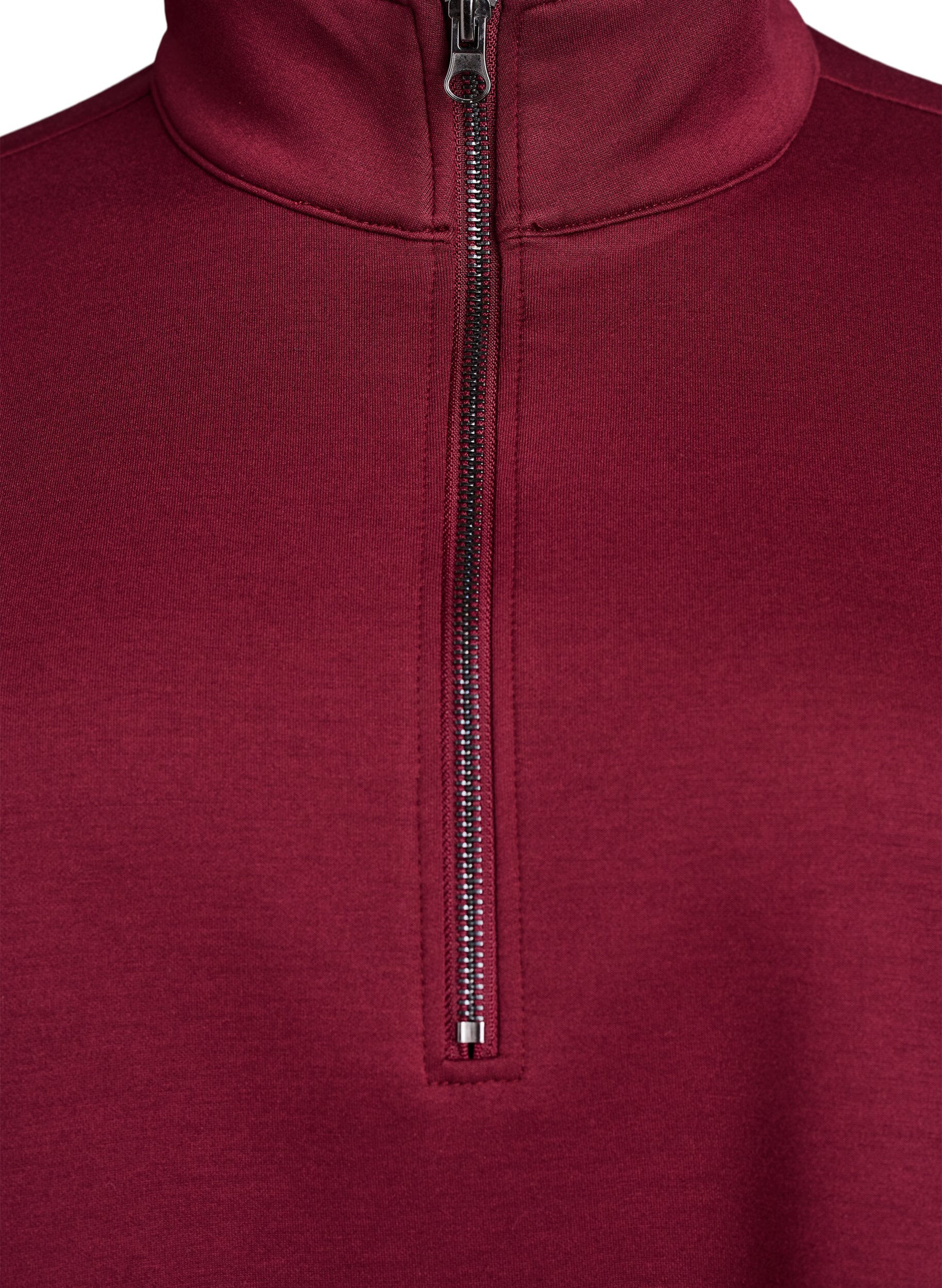 Zizzi Sweatshirt &agrave; manches courtes avec un col montant, Bordeaux fonc&eacute;, Packshot image number 2