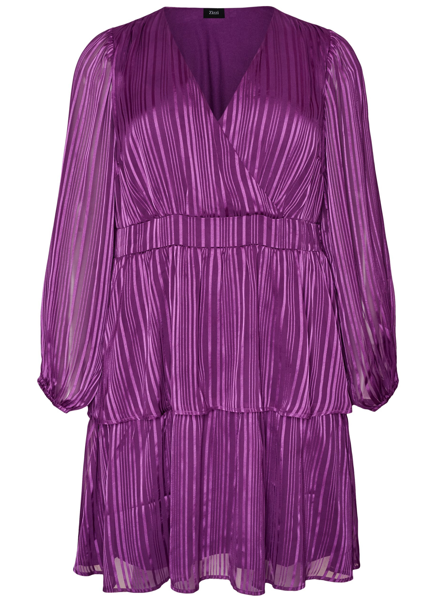ZizziRobe longueur genou &agrave; rayures transparentes et effet portefeuille, Violet, Packshot image number 0