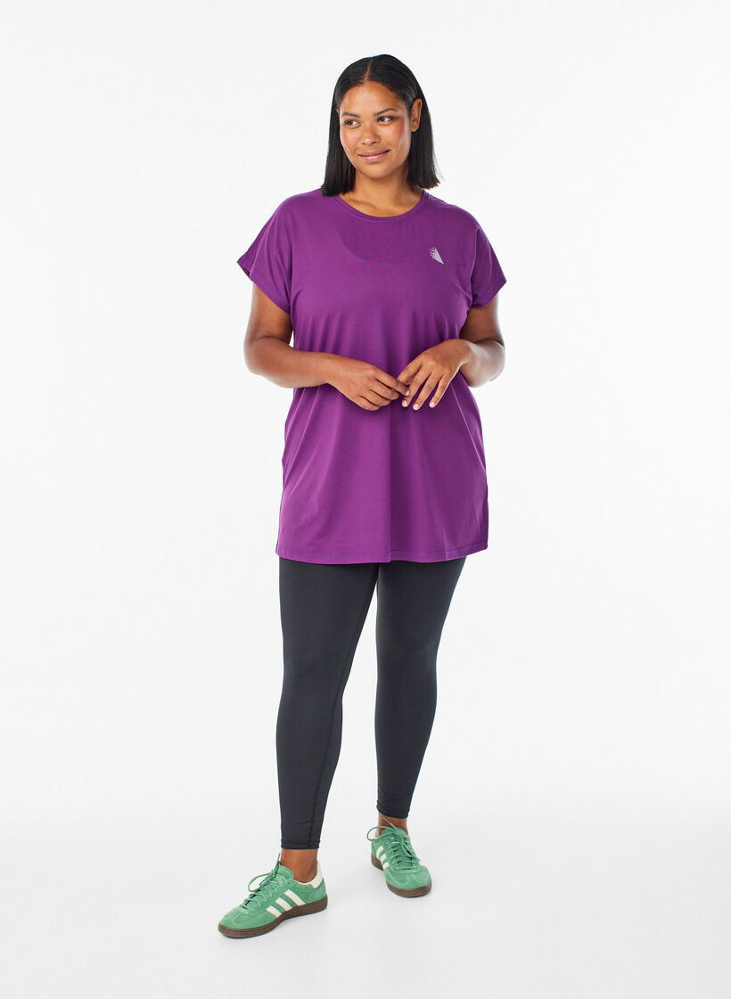 T-shirt long de sport, Violet, Model image number 1