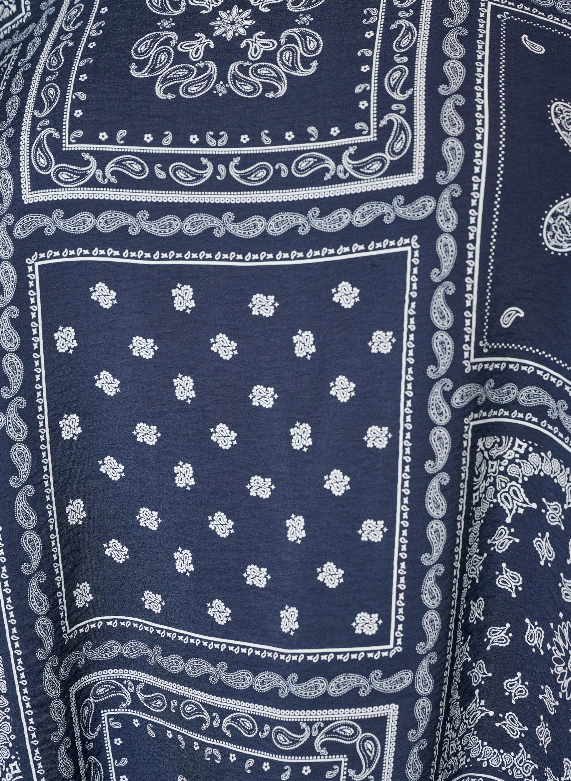 ZizziBlouse en viscose &agrave; imprim&eacute; cachemire et manches ballon, Bleu, Packshot image number 2