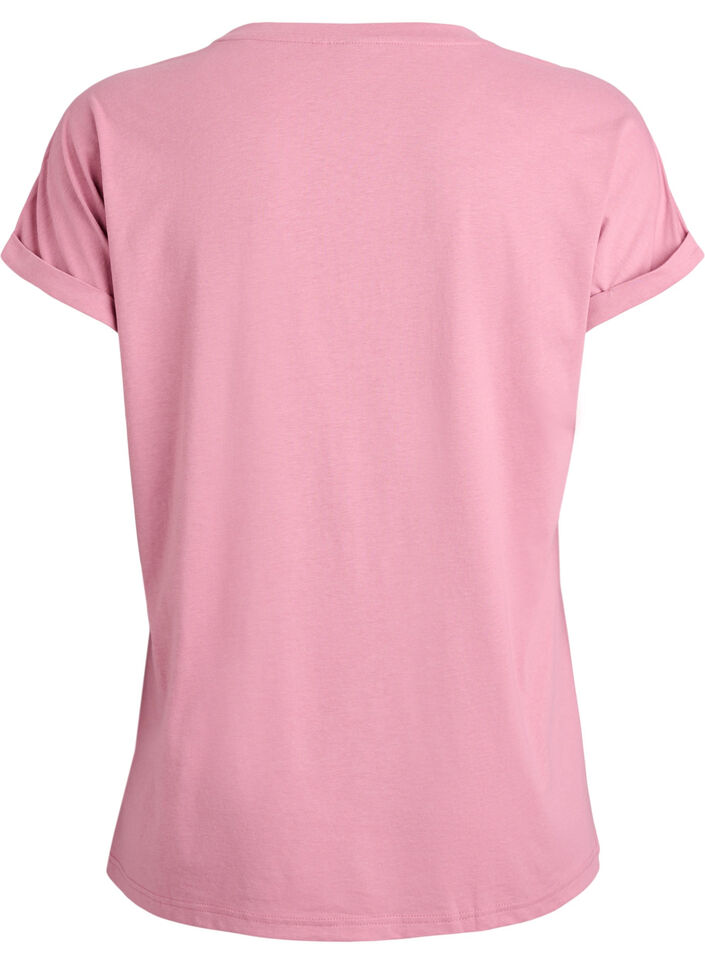 T-shirt &agrave; manches courtes en coton m&eacute;lang&eacute;, Rose, Packshot image number 1