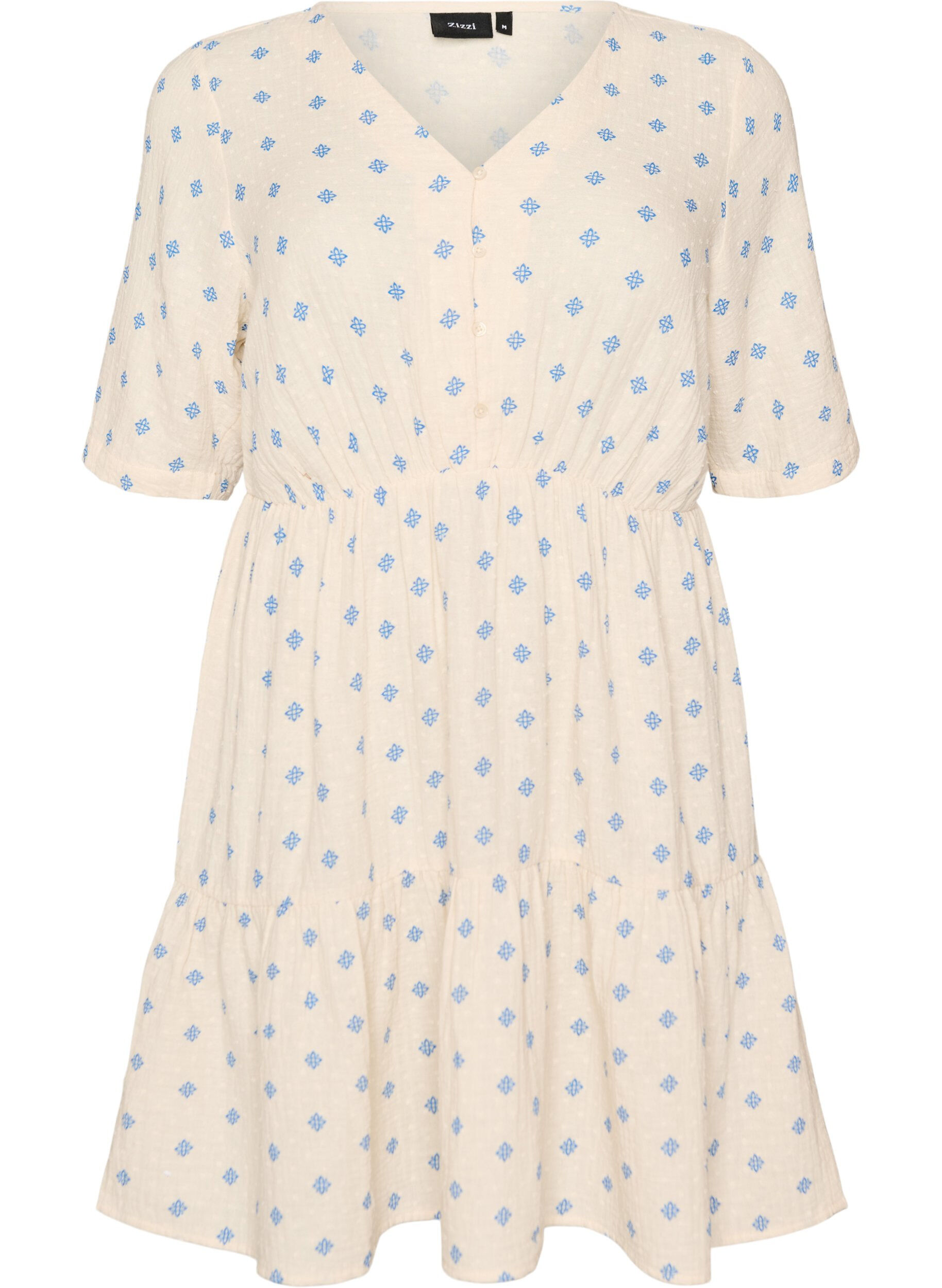 ZizziRobe imprim&eacute;e en coton avec une taille &eacute;lastique, Beige, Packshot image number 0