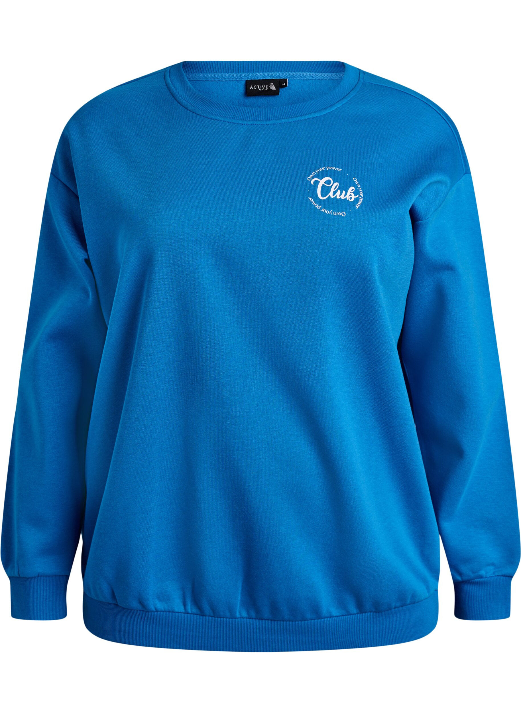 Zizzi Sweatshirt avec imprim&eacute; texte, Bleu, Packshot image number 0