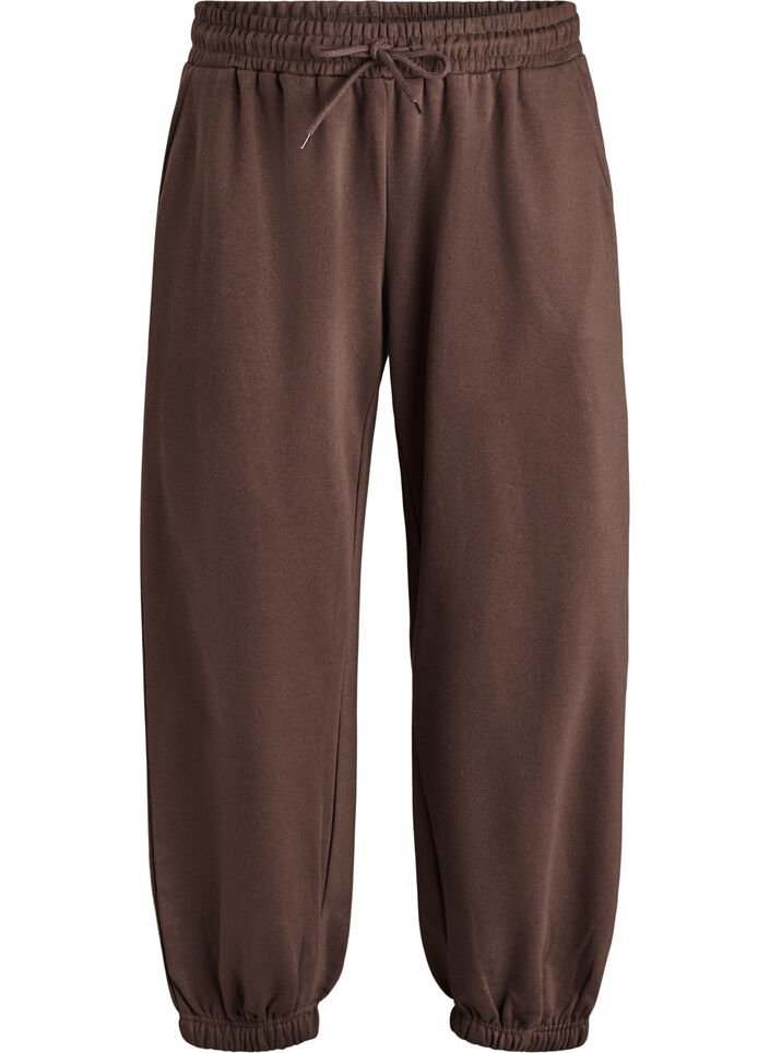 Pantalon de jogging taille haute avec poches, Marron, Packshot image number 0