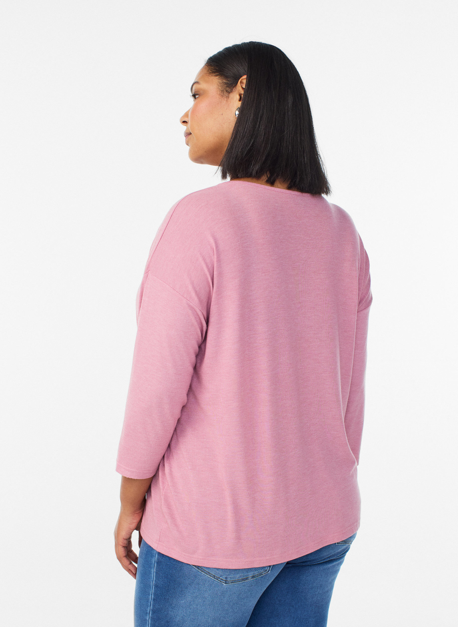 Zizzi Blouse en jersey avec manches 3/4, Rose poudr&eacute;e, Model image number 2