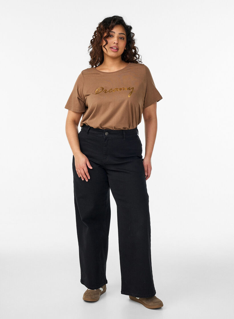 T-shirt imprim&eacute;, Marron, Model image number 1