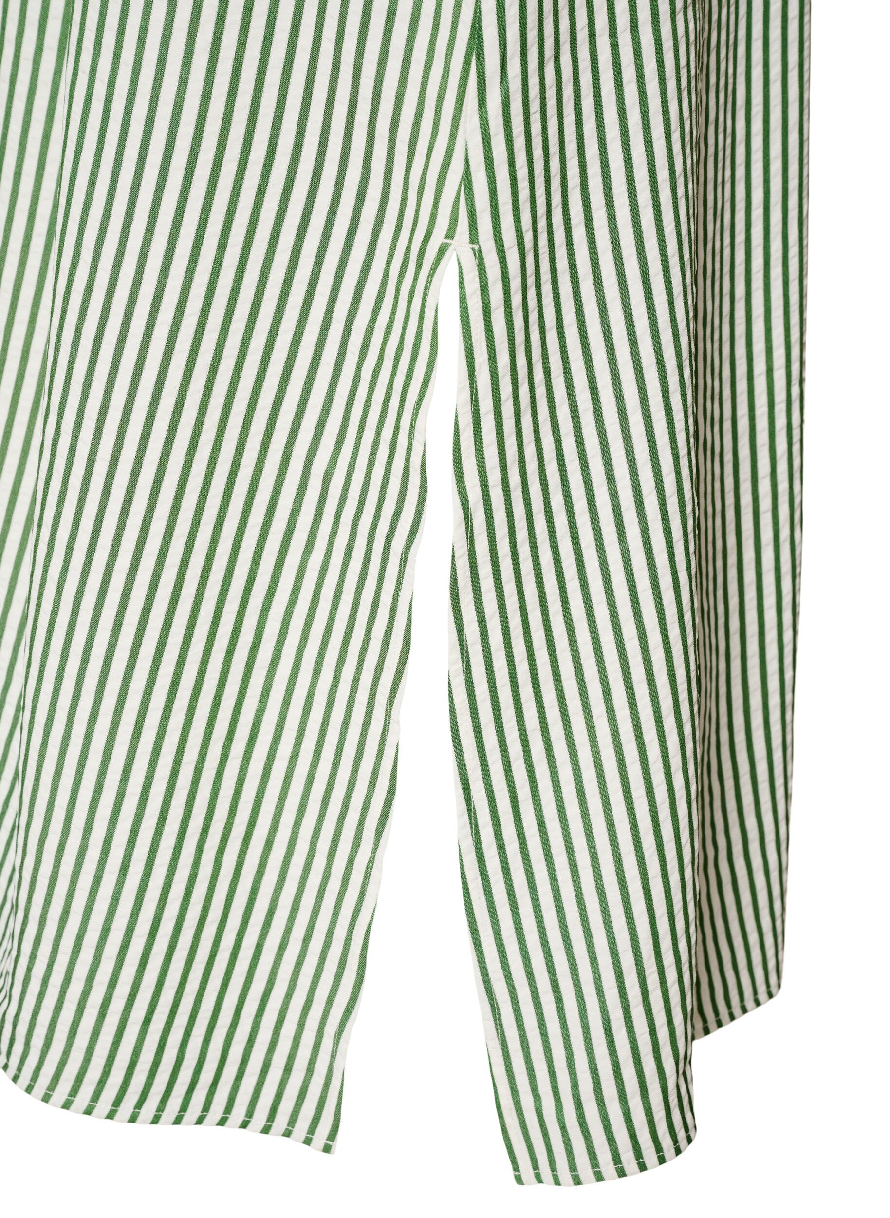 ZizziRobe-chemise longue jusqu&rsquo;aux chevilles avec ceinture &agrave; nouer et rayures, Vert clair, Packshot image number 3