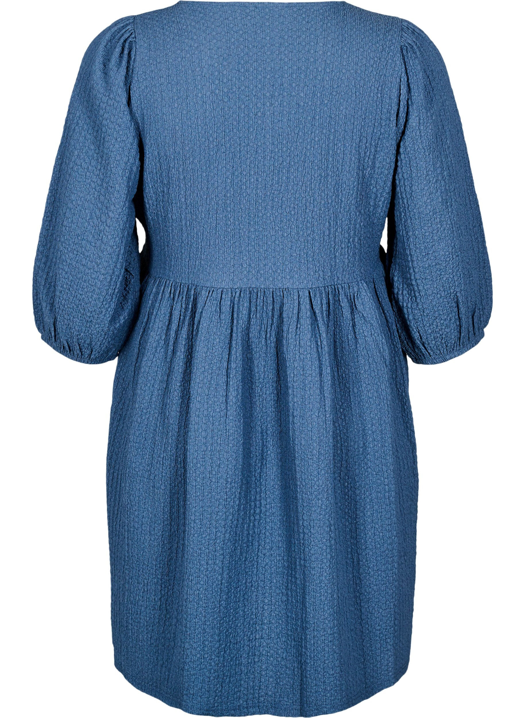 Zizzi FLASH - Robe courte avec texture et manches 3/4, Sargasso Sea, Packshot image number 1