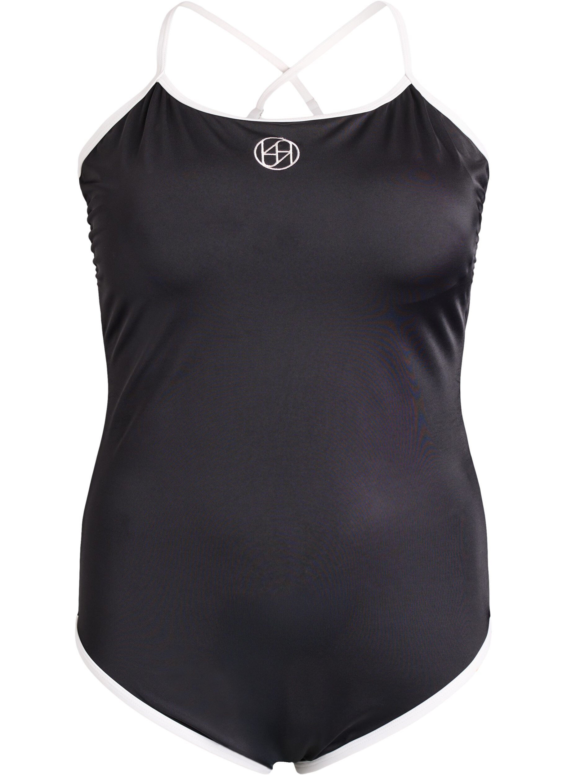 Zizzi Maillot de bain de sport avec ganse contrastante et bretelles crois&eacute;es, Noir, Packshot image number 0