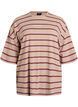 T-shirt oversize &agrave; rayures et manches 1/2, Beige, Packshot image number 0