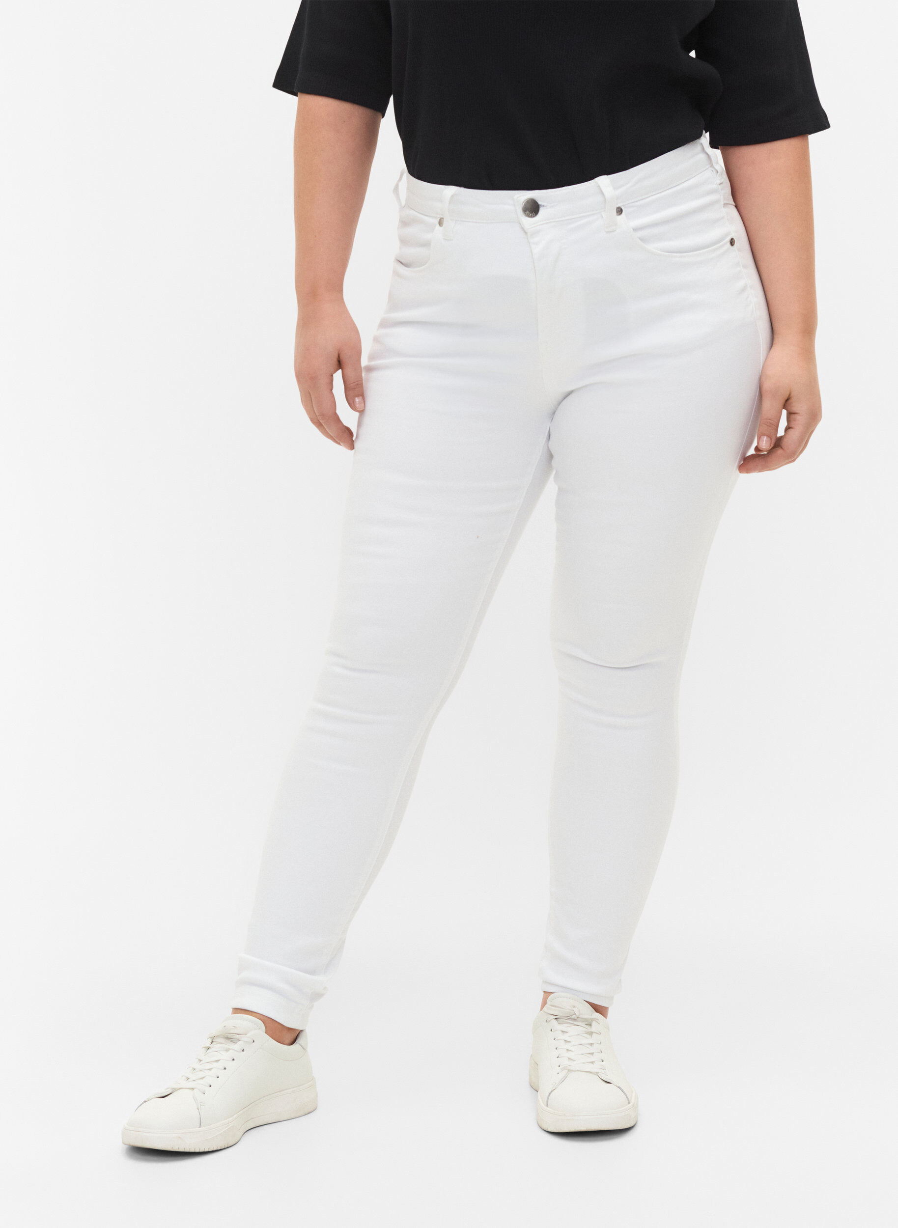 Zizzi Jean Amy super slim &agrave; taille haute, White, Model image number 3