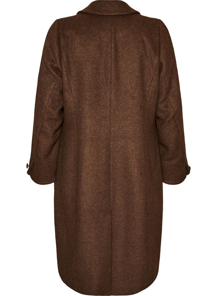 Manteau en m&eacute;lange de laine avec revers et boutons, Marron, Packshot image number 1