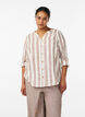 Chemisier en coton avec col en V, Beige, Model image number 0