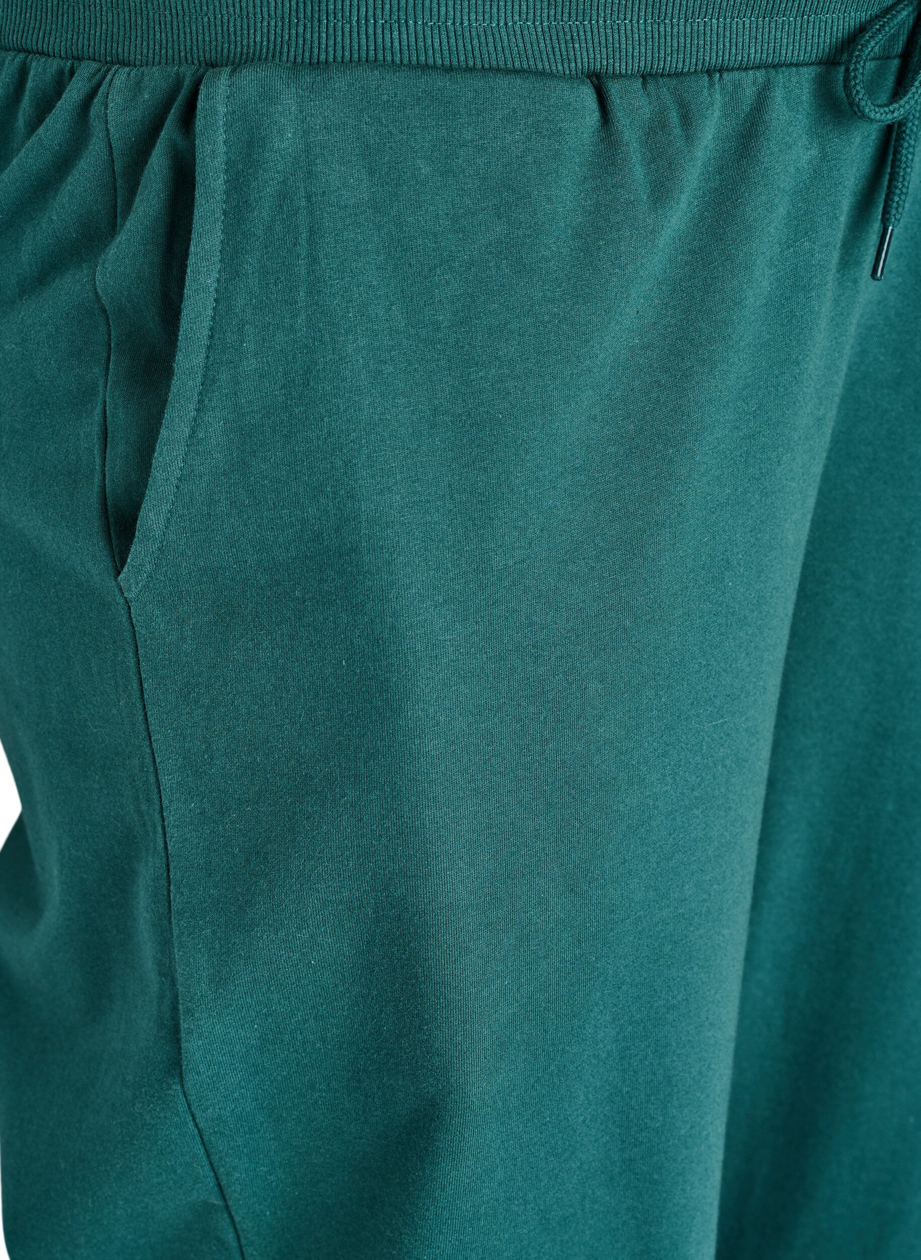 Zizzi Pantalon de jogging taille haute en coton, Vert fonc&eacute;, Packshot image number 2