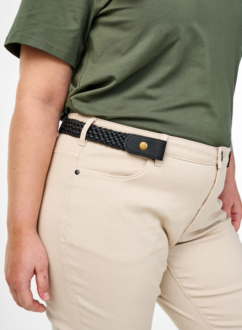 Ceinture tress&eacute;e &eacute;lastique, Noir, Image image number 0
