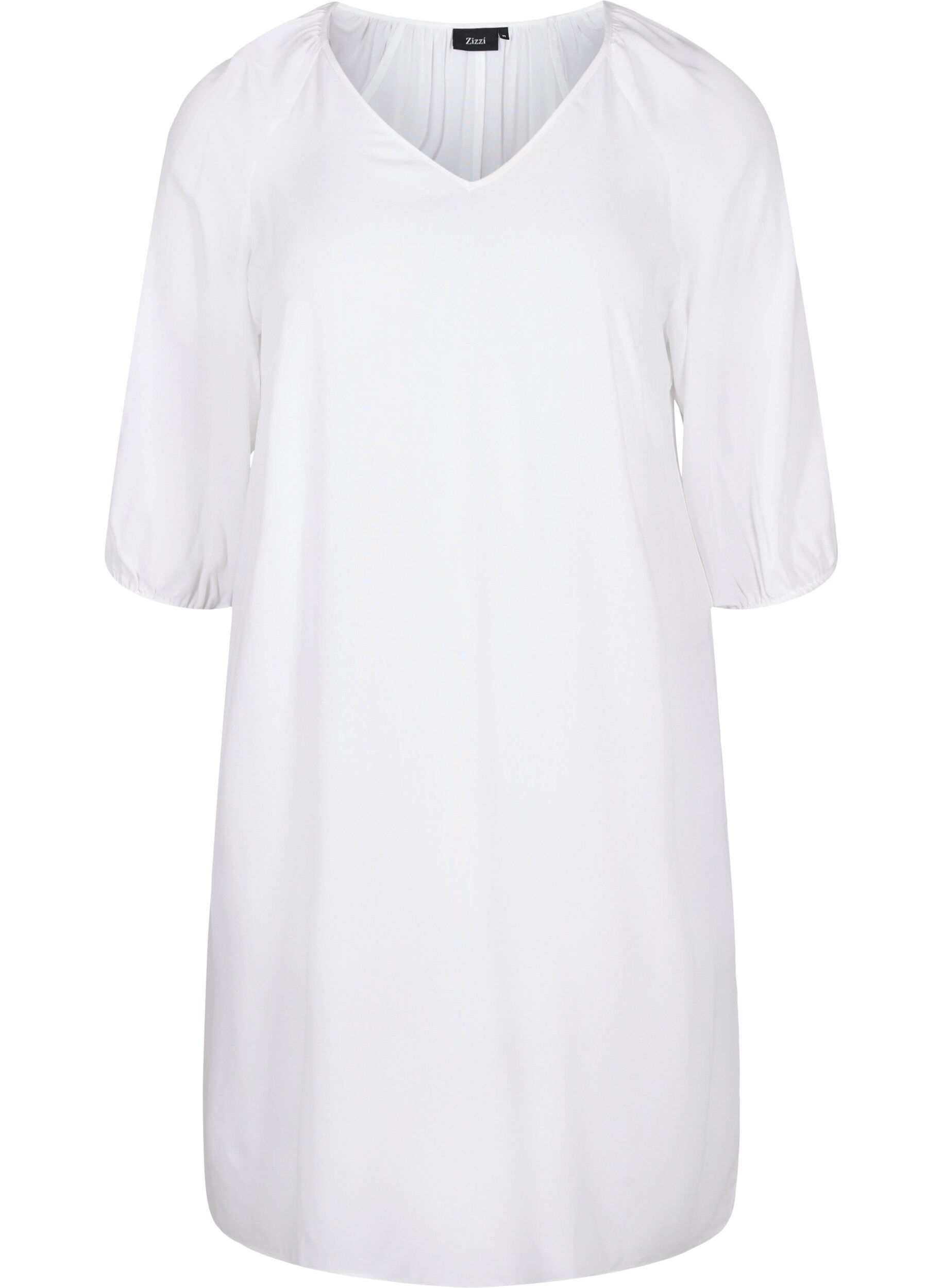 Zizzi Robe en viscose avec encolure en V, Bright White, Packshot image number 0