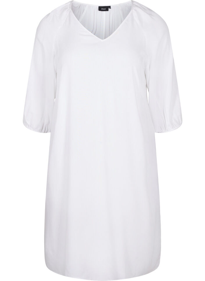 Robe en viscose avec encolure en V, Bright White, Packshot image number 0