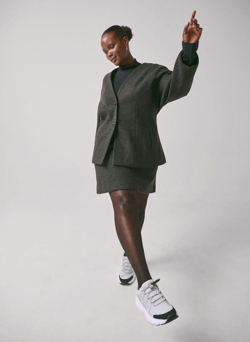 Jupe courte à coupe A, Dark Grey Melange, Image image number 0