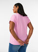 T-shirt &agrave; manches courtes en coton m&eacute;lang&eacute;, Rose, Model image number 2