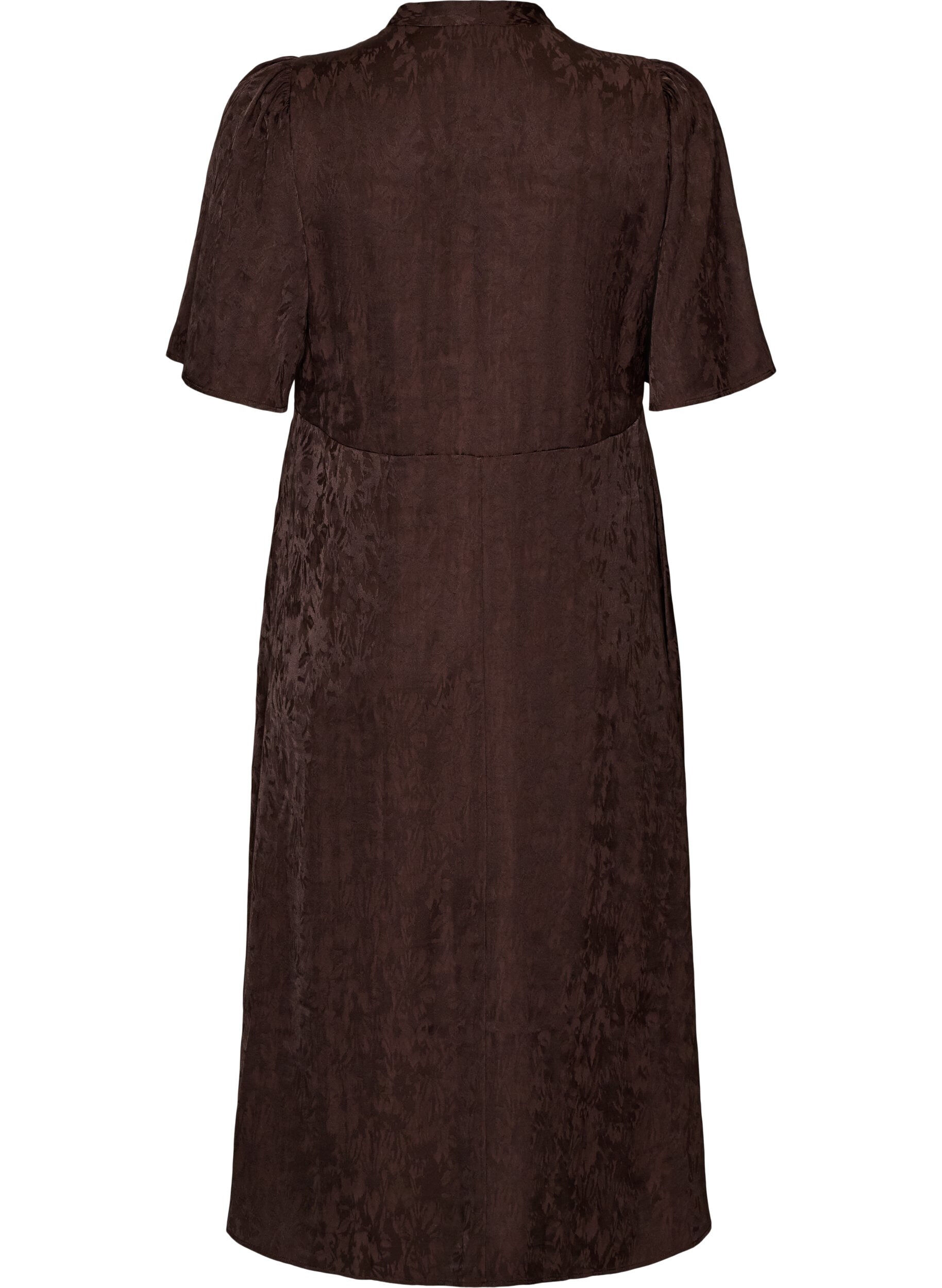 ZizziRobe midi en jacquard &agrave; motif cachemire et manches papillon, Marron, Packshot image number 1