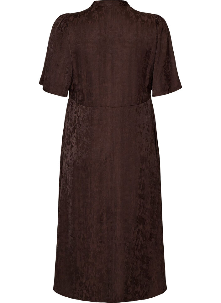 Robe midi en jacquard &agrave; motif cachemire et manches papillon, Marron, Packshot image number 1