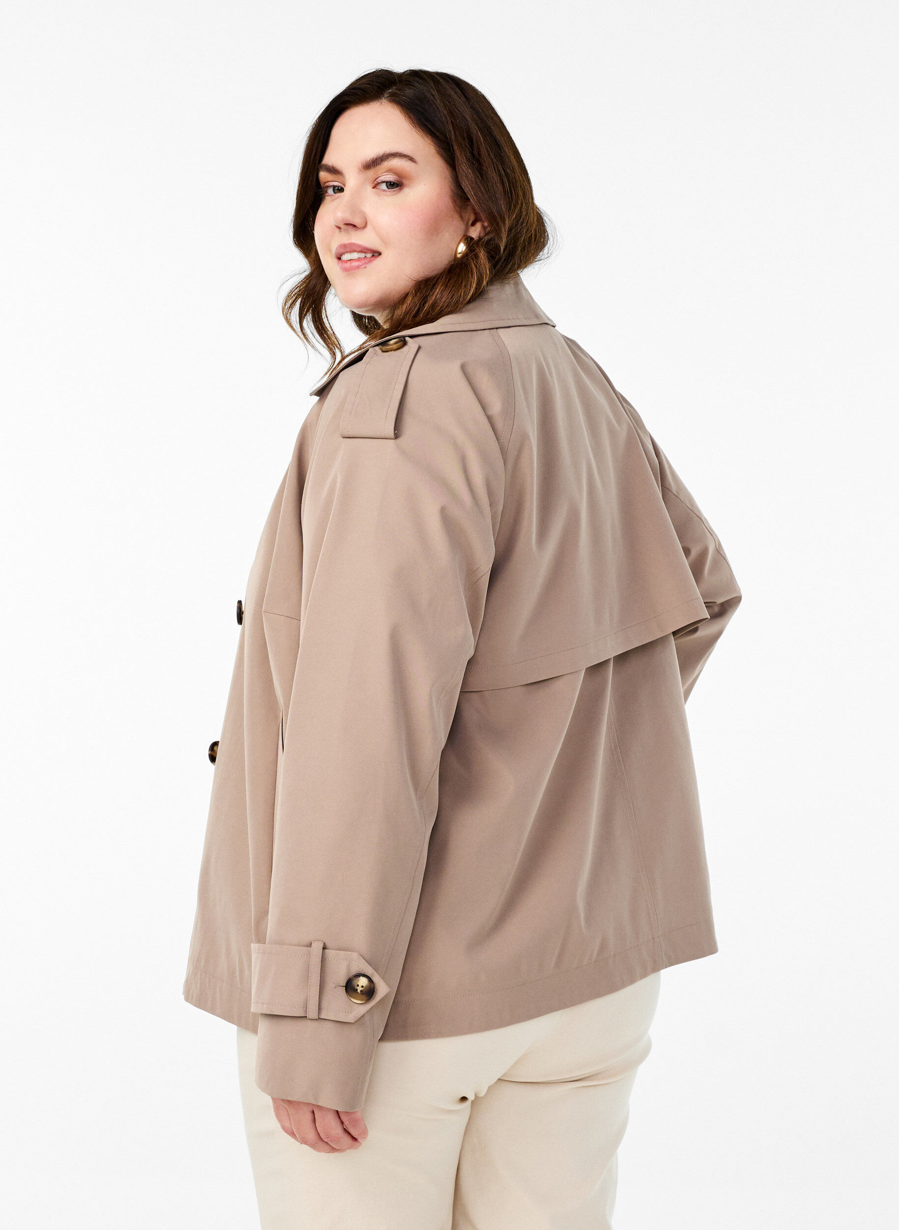 Zizzi Trench court aux d&eacute;tails classiques, Gris, Model image number 2