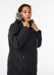 Long manteau d'hiver &agrave; fermeture &agrave; attaches et col en fausse fourrure, Noir, Model image number 3