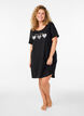Chemise de nuit &agrave; manches courtes en coton biologique, Noir, Model image number 1