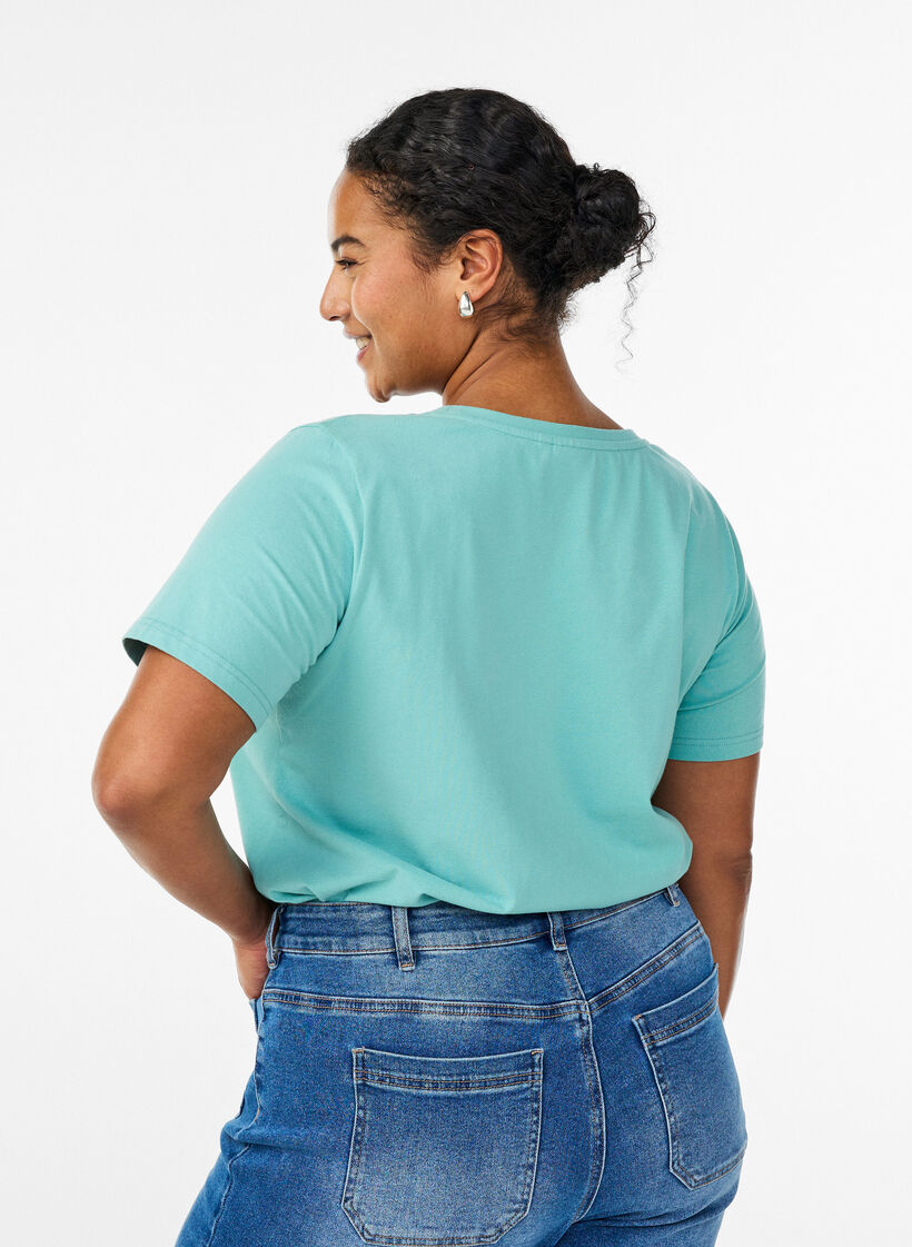 T-shirt basic uni en coton, Vert, Model image number 2