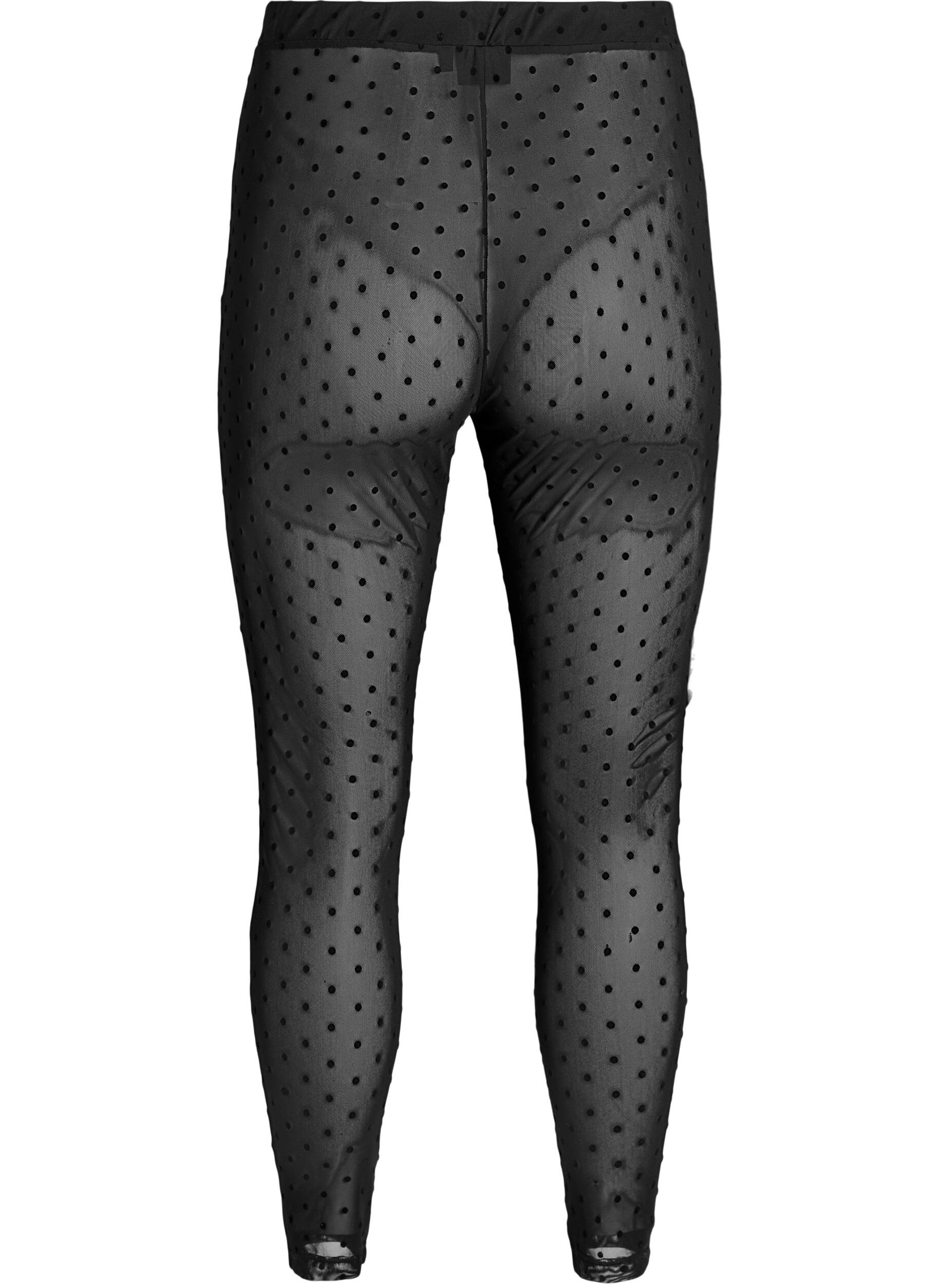 Zizzi Legging en maille avec pois en velours, Noir, Packshot image number 1