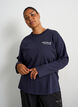 Blouse en jersey &agrave; manches longues avec inscription, Bleu, Model image number 0