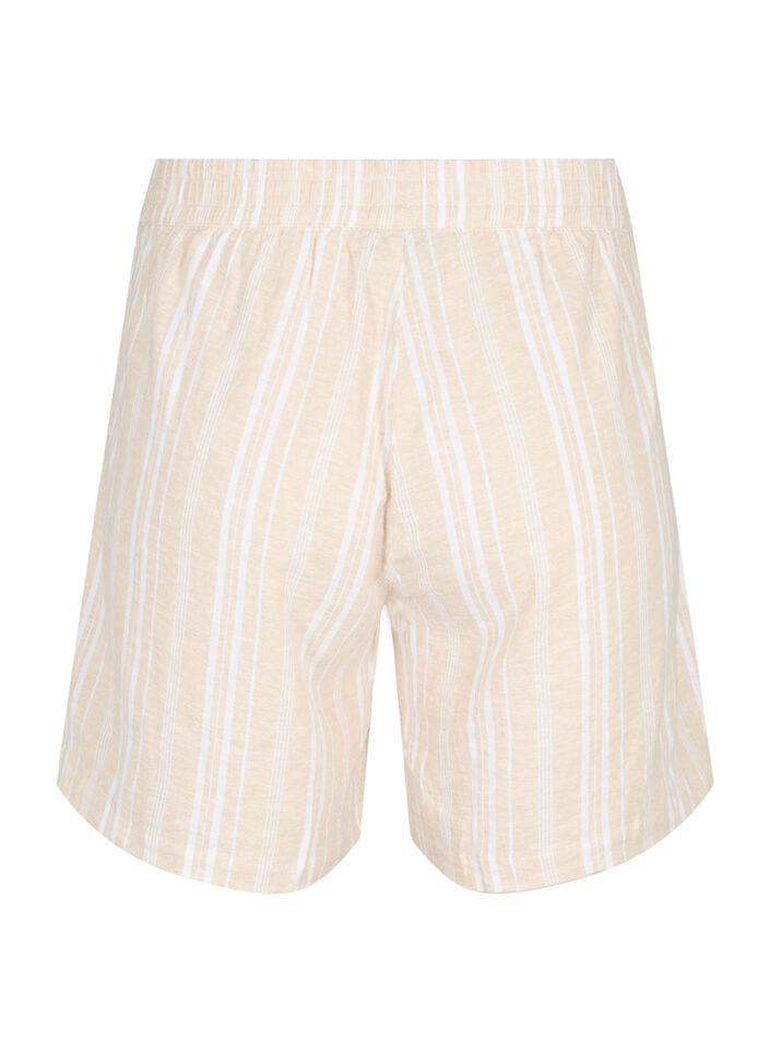 Short rayé en mélange de lin et de viscose, Beige, Packshot image number 1